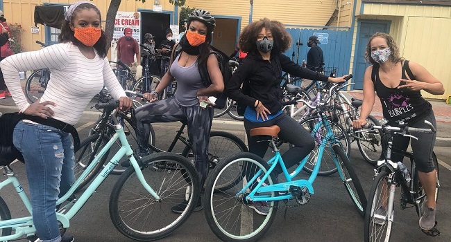 Nadine Ellis and her friends enjoying cycling