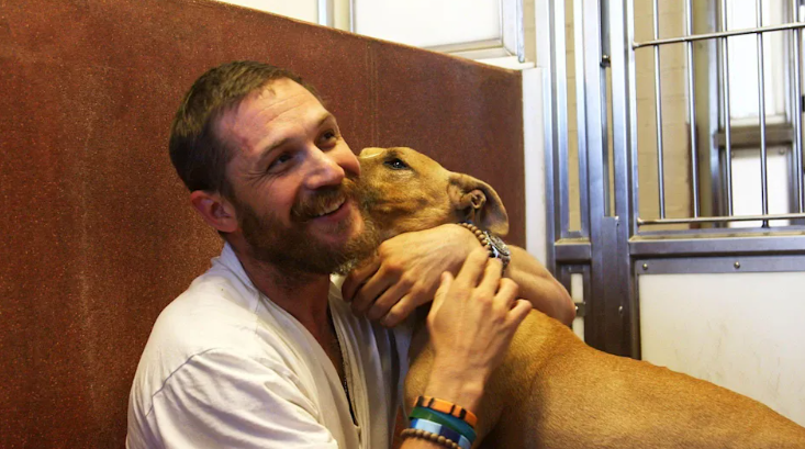 Tom Hardy with a dog