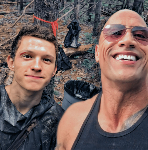 Tom Holland with The Rock