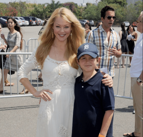 Charlotte Ross with her son