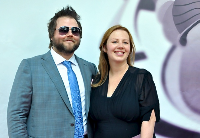 Tyler Labine with his wife